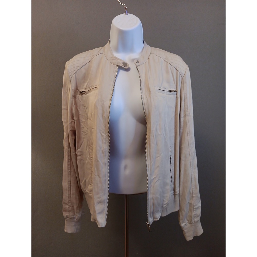 Mine Womans Cream Moto Jacket Large